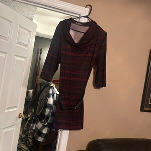 Maroon and black dress with black size 1X